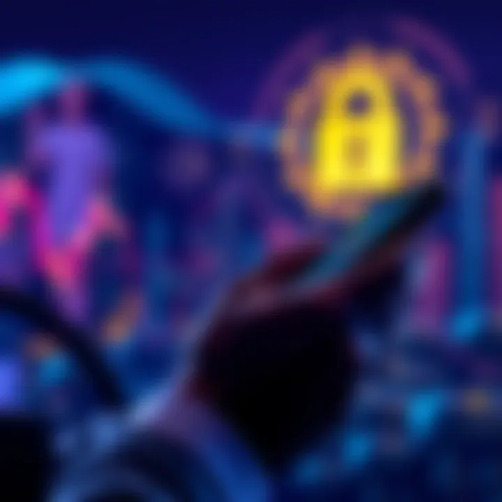 A person looking at their crypto portfolio on a smartphone with a lock symbol in the background, representing the end of a lockup period.