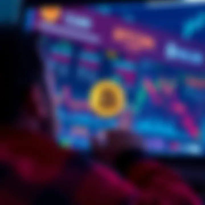 A person looking at Bitcoin prices on a digital screen, considering when to sell their investment for profit.