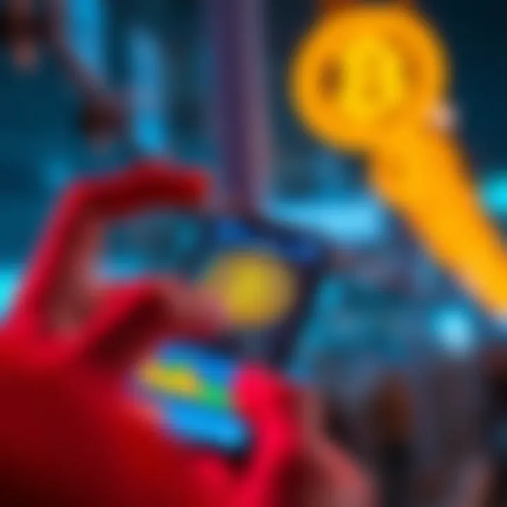 A person looking at a smartphone screen displaying Bitcoin information and the Strike logo.