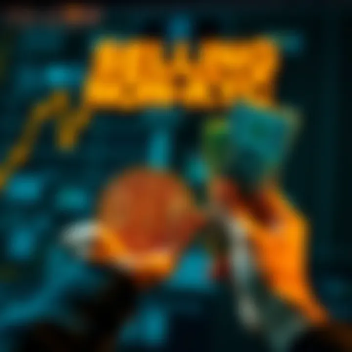 A person holds a Bitcoin symbol in one hand and cash in the other, pondering a trade on a peer-to-peer exchange.