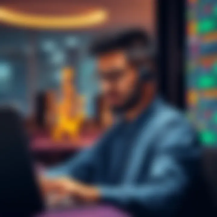 A senior blockchain developer with a laptop, showcasing projects related to a layer 1 blockchain and decentralized exchange, looking for new job opportunities.