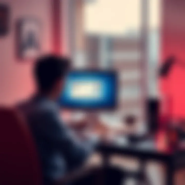 A person sitting at a desk, using a laptop to create a K-social.network account with a website open on the screen