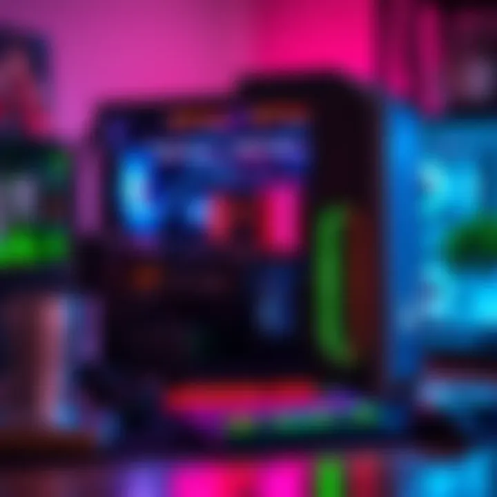 SFF PC Build for Gaming and Creativity A small form factor PC setup showcasing components for gaming and design, featuring graphics card, RAM, and tools for Adobe software.