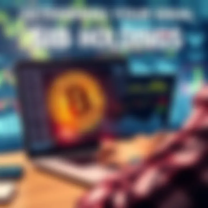 SHIB Cryptocurrency Holdings A person analyzing SHIB cryptocurrency on a laptop with charts and graphs in the background.