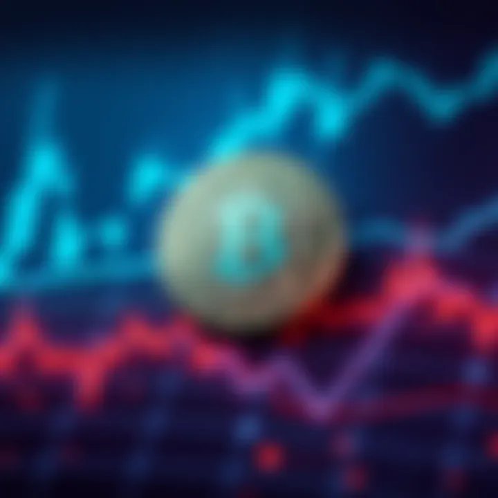 A visual of the SHIB cryptocurrency symbol next to a downward trending graph, indicating price drops and market activity.