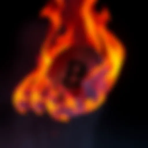 Visual representation of SHIB token with flames, symbolizing a significant increase in burn rate amid mixed market signals.