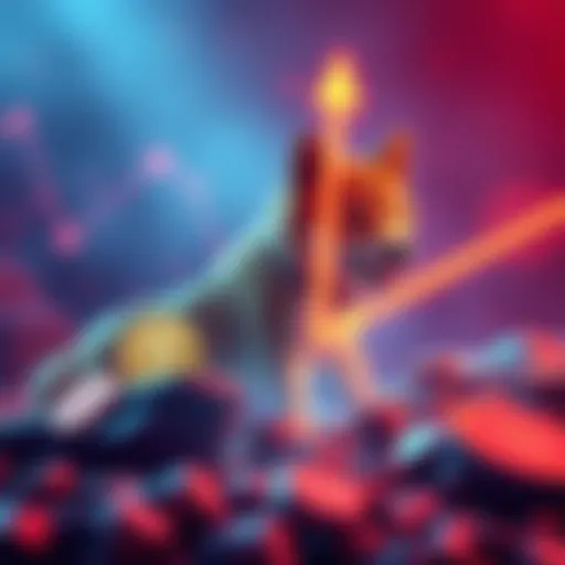 Shiba Inu coin graphic showing upward trend with a potential growth indicator