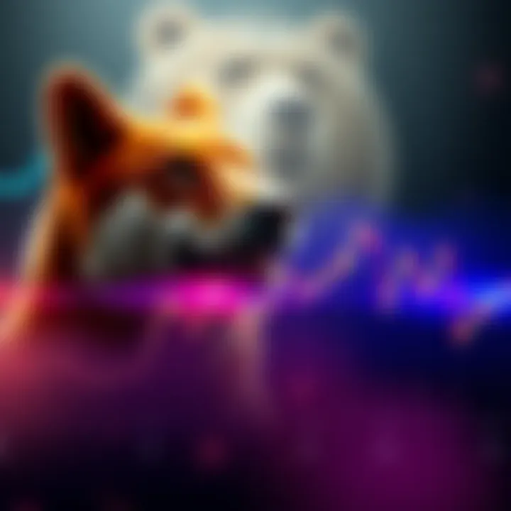 A downward trend line representing the plummet of Shiba Inu's price with a bear icon in the background