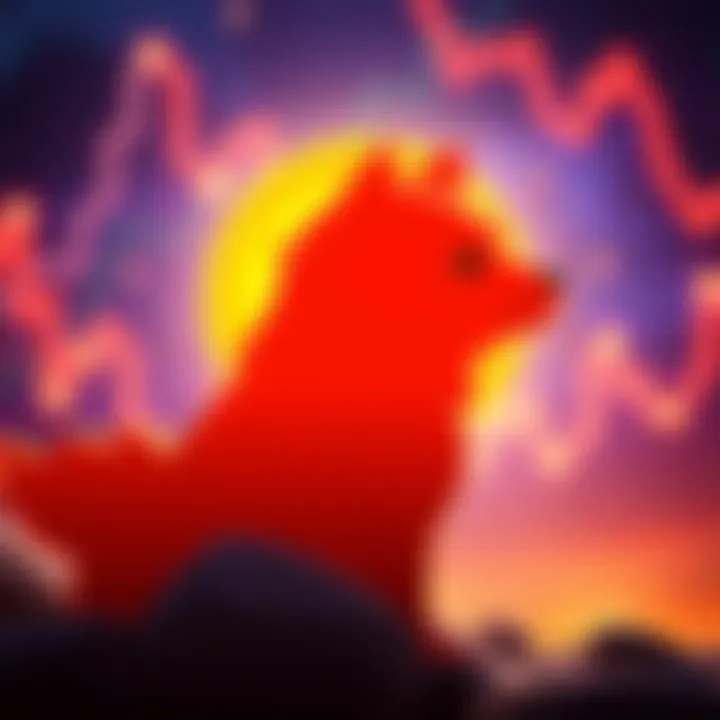 A Shiba Inu dog silhouette representing Shiba Inu cryptocurrency, with a rising graph in the background showing potential gains, symbolizing investment opportunities.