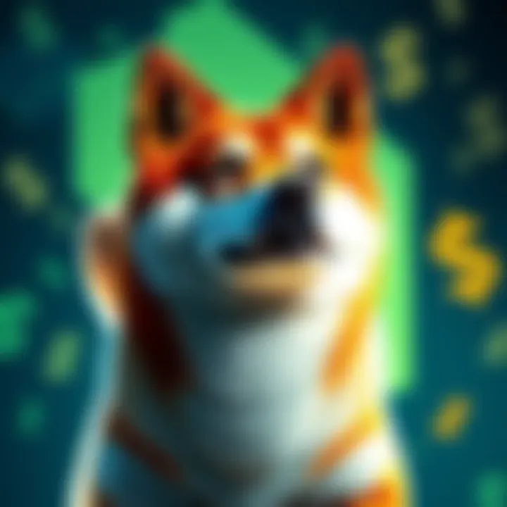 A Shiba Inu dog with a dollar sign background, symbolizing the surge in Shiba Inu cryptocurrency trading.