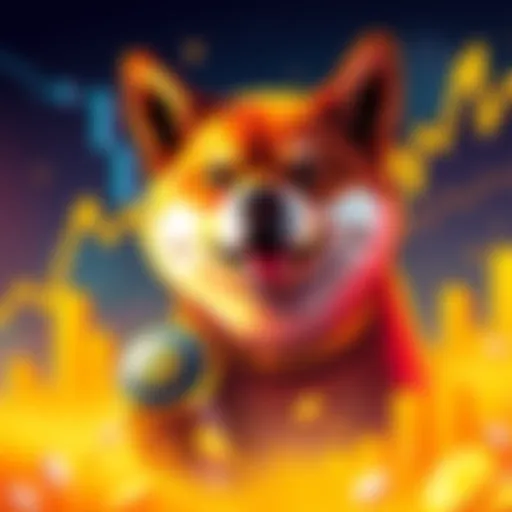 A visual representation showing the Shiba Inu dog symbolizing the cryptocurrency market with rising graphs in the background.