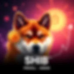 Graph showing the price increase of Shiba Inu with a Shiba Inu dog illustration in the background