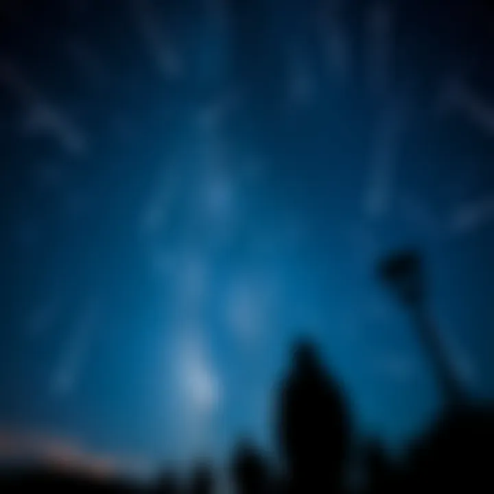 A night sky filled with shooting stars as people look up with hopes and dreams.