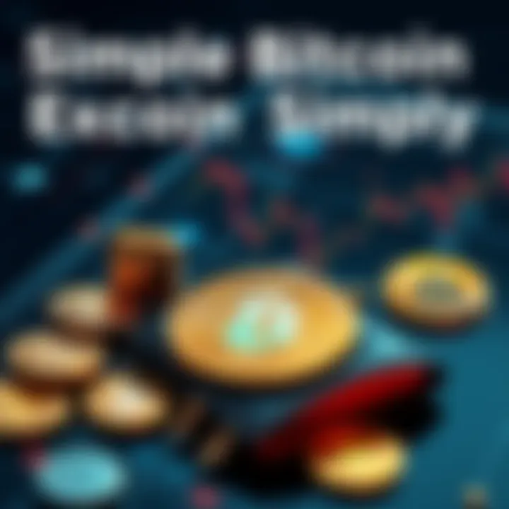 A visual representation of Bitcoin concepts using easy analogies, featuring coins, a digital wallet, and simple graphics for better understanding.