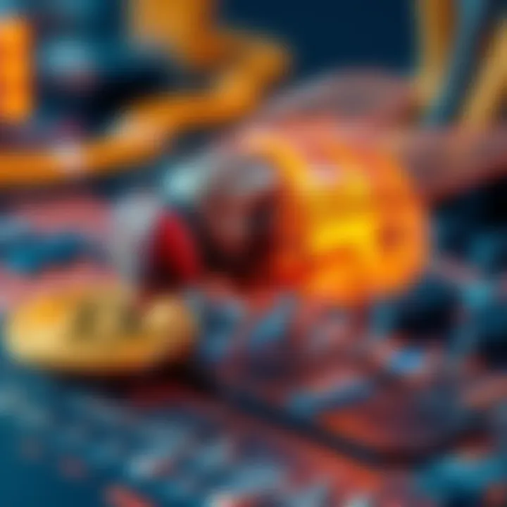 A digital representation of a fruit fly brain connected to Bitcoin mining hardware, illustrating innovative technology in cryptocurrency mining.