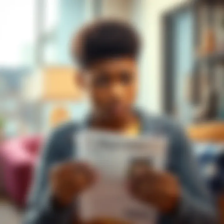 A concerned single parent looks worried while holding a rent notice, asking for community support.