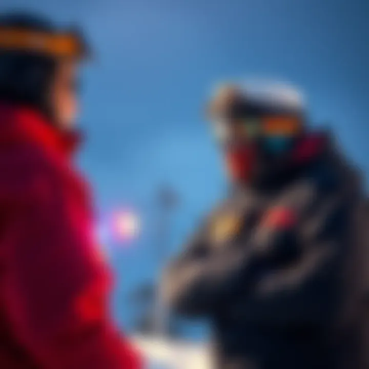 A young ski patroller talks with older coworkers about the rising housing prices in their small town, showcasing a mix of skepticism and curiosity about technology and investing.