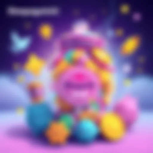 A colorful jar filled with digital rewards representing the Sleepagotchi Jar Challenge, with symbols of prizes and excitement around it.