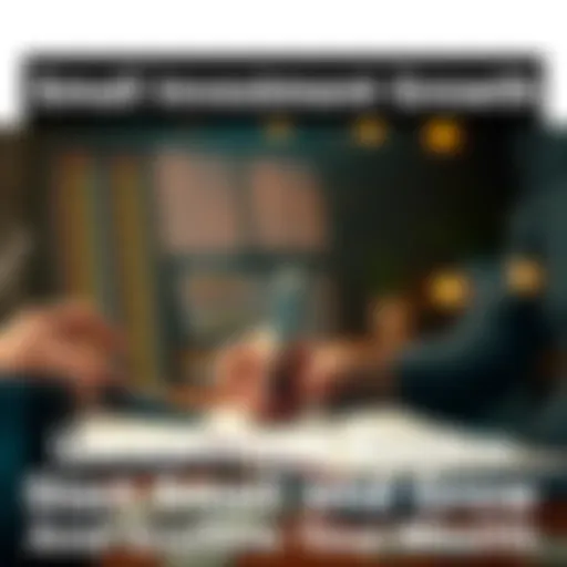 A person looking at investment options with a calculator and notebook, considering small amounts of money for future growth.