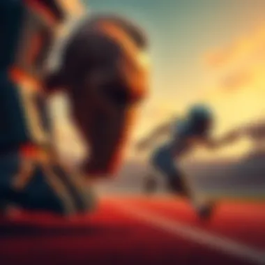 A small athlete facing a large competitor in a race, symbolizing the struggle of small players against larger companies