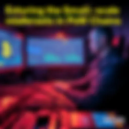 A small-scale miner adjusting equipment for Bitcoin mining, showcasing a computer setup with mining hardware and monitors displaying hashrate information.