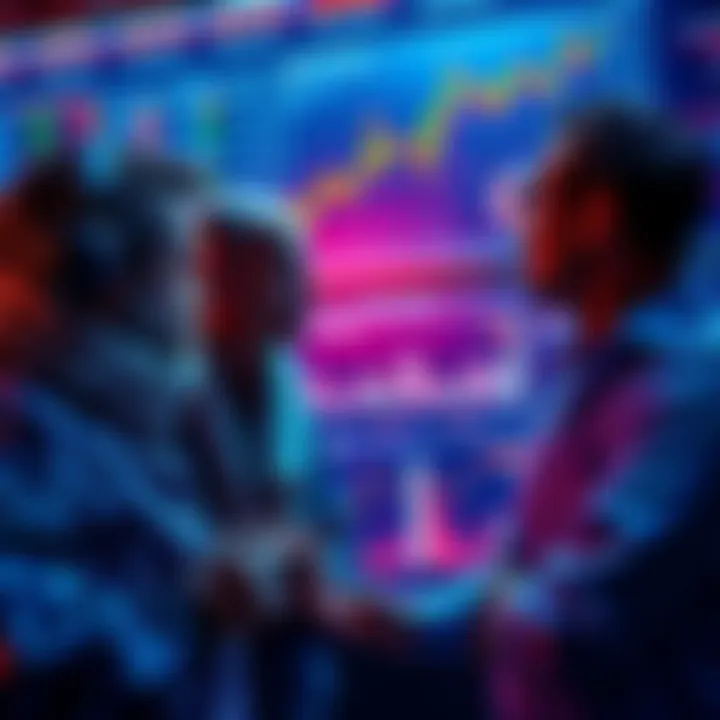 Smart Investors Analyzing Crypto Tokens A group of smart investors examining charts and graphs related to crypto tokens with a focus on utility and market potential