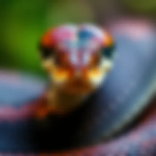 A snake showing an unusual mark on its head, highlighting a humorous pet moment.