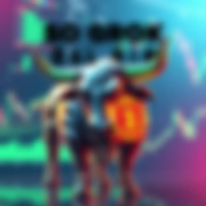 A bullish bull symbolizing So Grok's rising trend in the HBAR cryptocurrency market, with a background of cryptocurrency charts and graphs