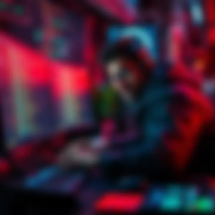 A software engineer working on a computer, making updates and improvements to the Ironclaw software, with multiple code lines displayed on the screen.