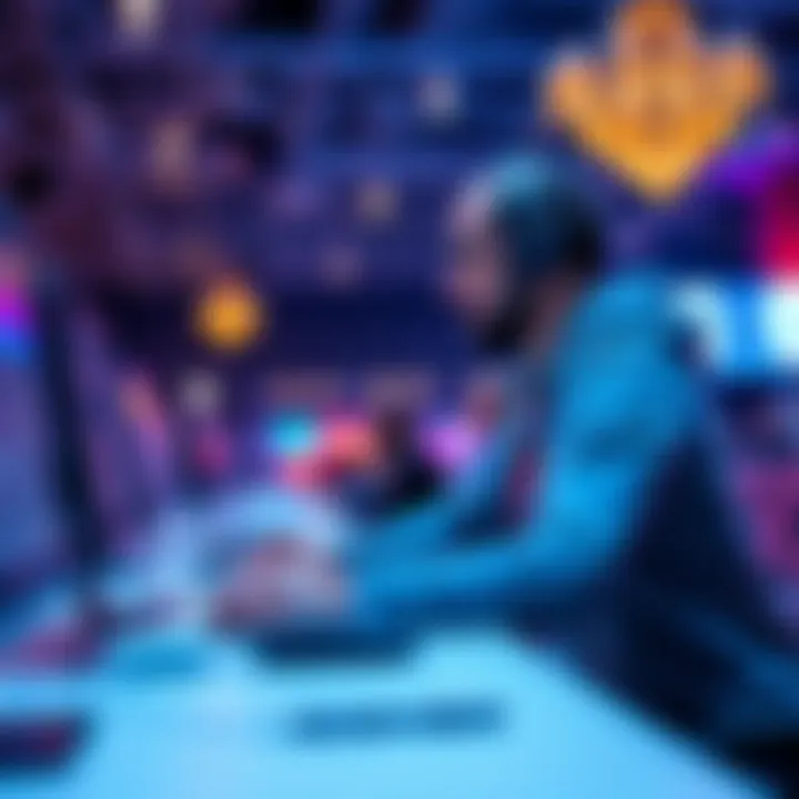 Software Engineer Judging Hackathon A software engineer sitting at a judging table at a hackathon, reviewing projects and engaging with participants.