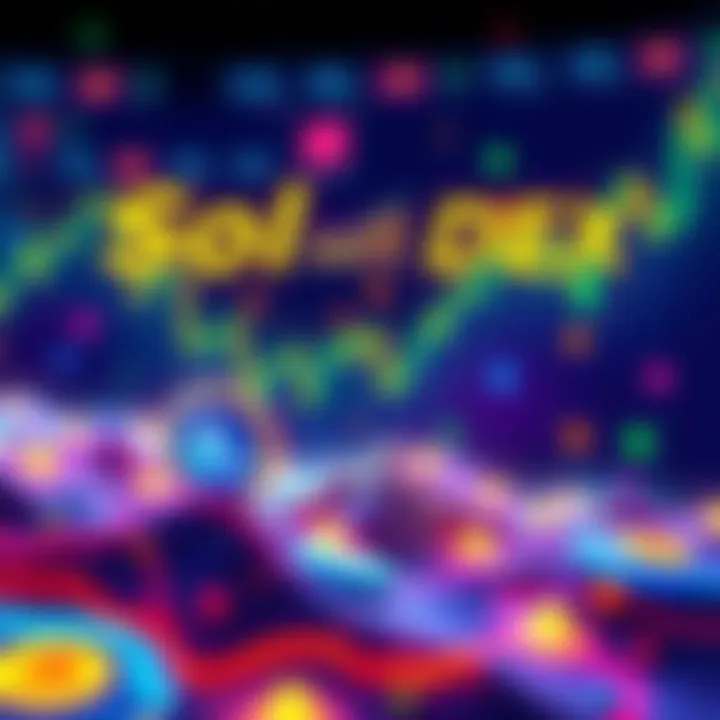 A digital illustration showing the growth of decentralized trading on Solana, with financial charts and crypto symbols in the background.