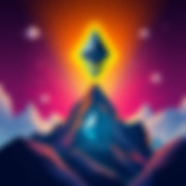 Illustration showing Solana's logo rising above Ethereum's logo, symbolizing Solana's lead in decentralization.