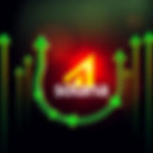 Solana logo surrounded by green upward arrows symbolizing growth and high transaction volume in August