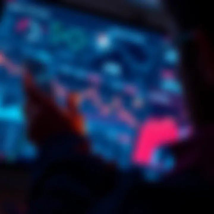 A person examining data charts and graphs related to Solana's blockchain performance.