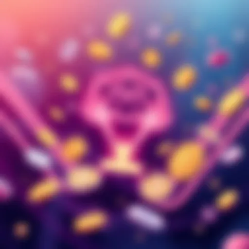 Illustration of seamless token swaps between Solana and other chains, featuring digital tokens and currency symbols floating around.