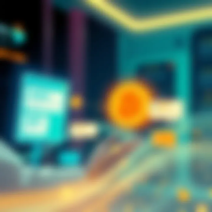 Illustration showing the Solana transaction process, highlighting Instructions and Messages for fast processing, with graphics representing blockchain technology.