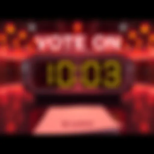 A digital graphic showing a countdown timer with a voting ballot for Solana proposals, emphasizing urgency to vote.