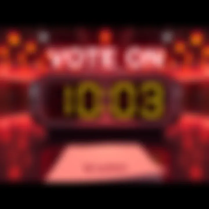 A digital graphic showing a countdown timer with a voting ballot for Solana proposals, emphasizing urgency to vote.