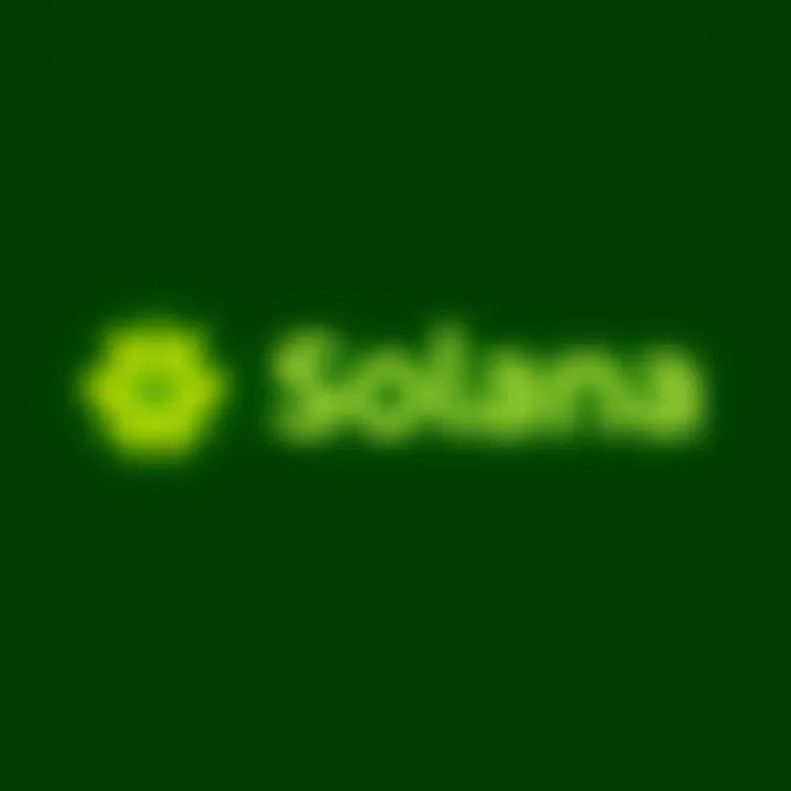 Solana logo with green background Solana logo displayed against a vibrant green background, symbolizing growth and positive performance