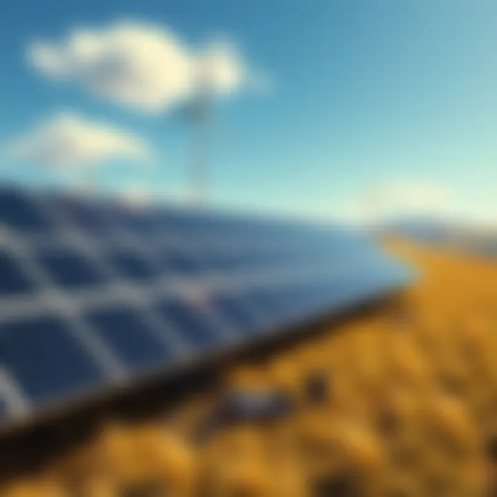 Solar Panels Powering Bitcoin Mining Solar panels set up to power Bitcoin mining rigs in a sunny field, showcasing the potential for renewable energy in cryptocurrency mining.