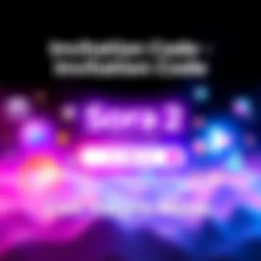 A vibrant graphic displaying the invitation code for Sora 2 with elements representing community and features of the platform.