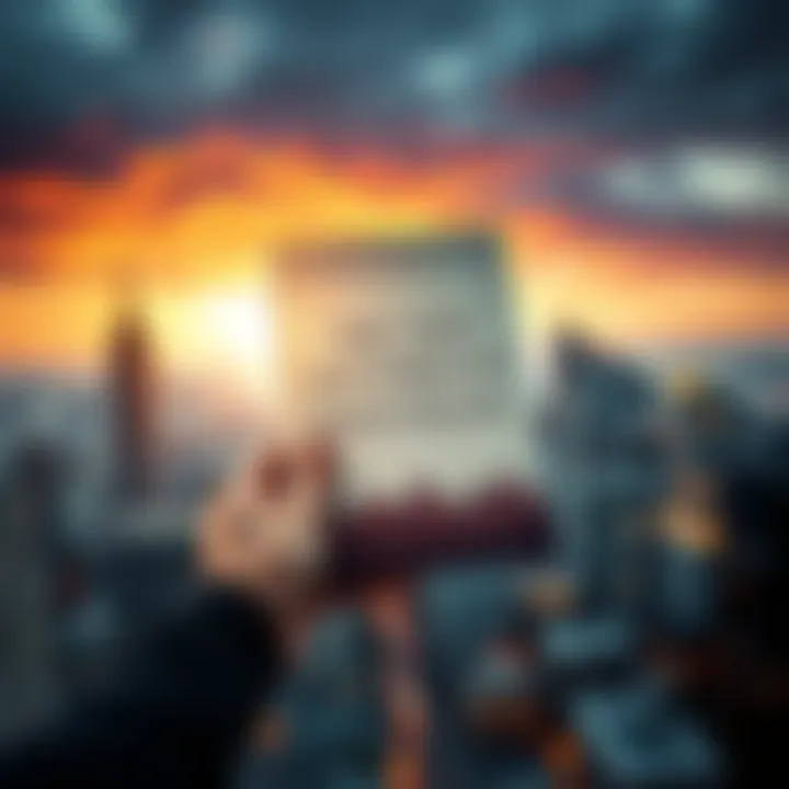 A person holding a book titled 'The New Sovereign Individual: A Manifesto' with a city skyline in the background