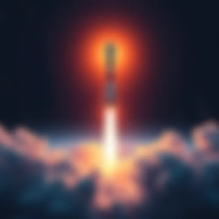 SpaceX IPO Announcement A SpaceX rocket launching into the sky with a backdrop of stars, symbolizing the company's IPO filing and ambitions for space exploration.