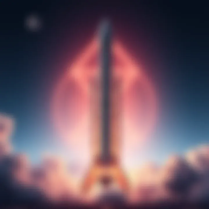 A futuristic SpaceX rocket with Zcash logo in the background, symbolizing the potential for cryptocurrency in space finance.