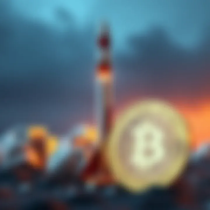 A graphic showing a rocket symbolizing SpaceX alongside a Dogecoin coin, representing the relationship between the IPO and cryptocurrency market.
