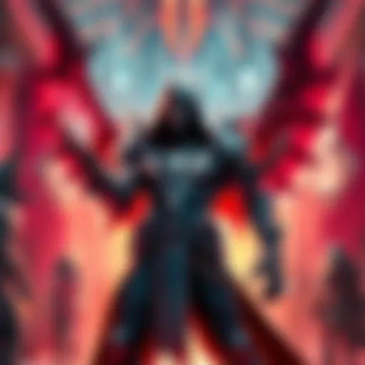 A character resembling Spawn in Diablo Immortal, showcasing his dark costume and unique powers, surrounded by other characters in a gaming environment.