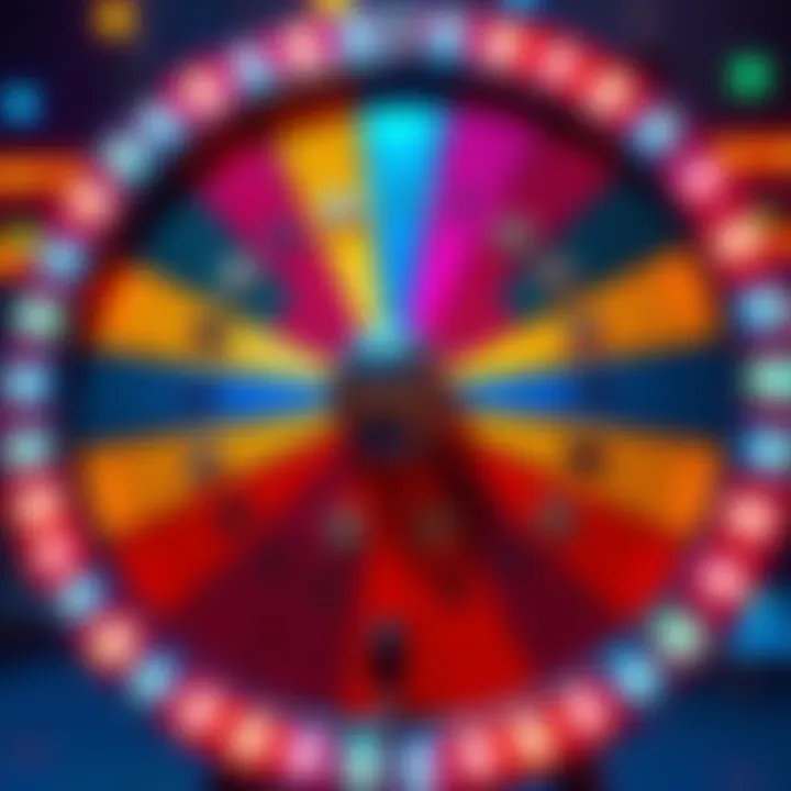 Spinning the Bid Token Wheel A colorful spin wheel with diamond tokens and bid tokens being used to play the game, representing new game features for players.