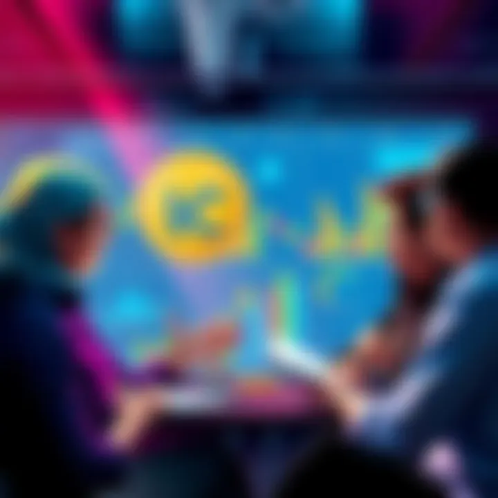 A group of people discussing stablecoin investment strategies, with charts and graphs in the background. The focus is on USDC and options like Altura and Pendle.