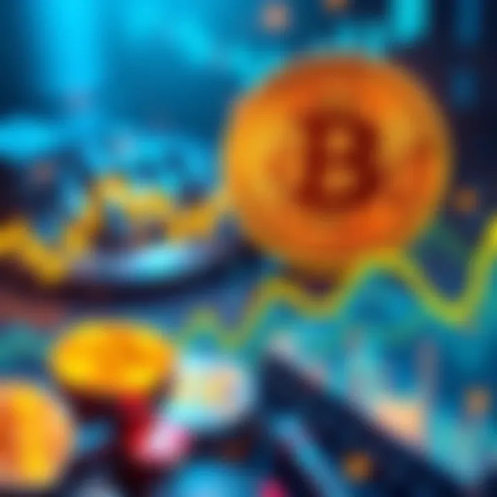 Graphic showing stablecoins like USDC and Tether with rising charts, while Bitcoin's chart lags behind.