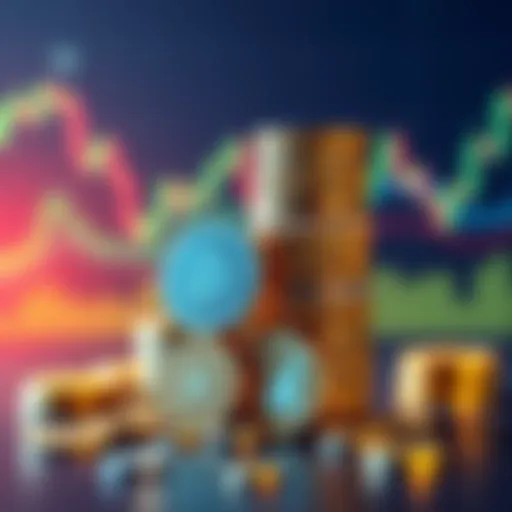 A graphic showing various stablecoins like USDC stacked with a background of financial charts, symbolizing earning yield on investments.